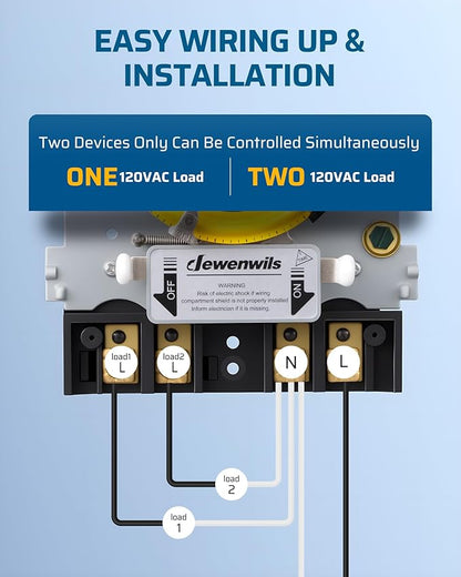 DEWENWILS 24-Hour Mechanical Timer Switch - 120VAC SPST, 2HP 40A, Metal Enclosure, Heavy Duty, Manual Override, Ideal for Pool Pump, Water Heater, Lights and Fans, Weatherproof, ETL Listed, Gray