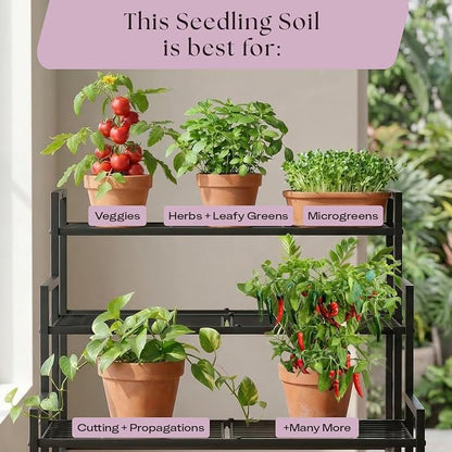 Rosy Soil Seedling Seed Starter Soil Mix, Organic, Peat-Free, 4 Quarts | Worm Castings, Biochar and Mycorrhizae Blend, For Seed Germination, Microgreens, Propagation, Herbs, Vegetables, Flowers