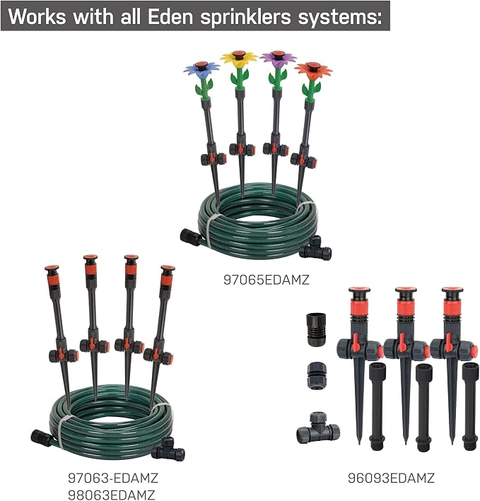 Eden DIY Garden Hose and Faucet Connector - 10-Piece Set (Model#99910), Red, Black