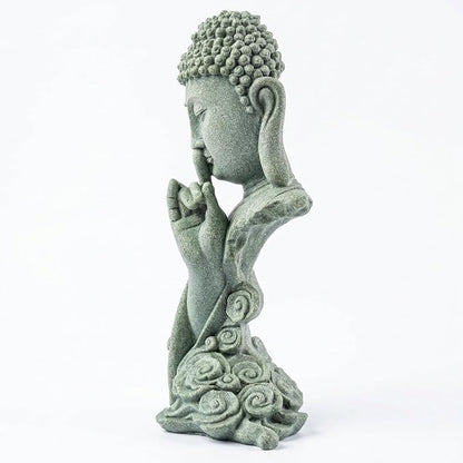 buddha head statue Natural sandstone material for aquarium decorations garden statue zen ornament outdoor courtyard decor meditation fish tank indoor Feng Shui Gift (7.8''H-Meditation Buddha)