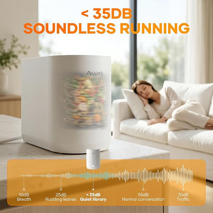 Smart 6L Electric Composter for Kitchen, Large Countertop Compost Bin with Carbon Filter & Auto-Cleaning,One-Touch Start, Smart Humidity-Sensing LED Display,Visible Window Odorless Low Noise