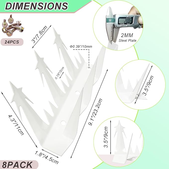 Heavy Duty Metal Fence Spikes-Anti Climb Security Spikes for Fence and Wall-Intruder and Animal Deterrent (White, 74 inches)