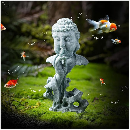 livelyfish Meditating Buddha Statue Zen Garden Statues Sandstone Thinker Buddha Sculpture Figurine for Fish Tank Aquarium Home Decorations, Gift (Fs)