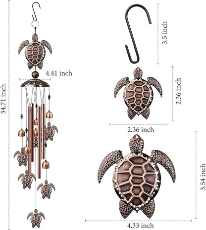 Wind Chimes Outdoor Clearance, 35" Sea Turtle Wind Chime, Outdoor Aluminum Wind Chimes with S Hook, Memorial Gift for Mom Grandma