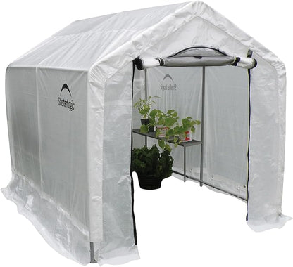 ShelterLogic 6' x 8' x 6.5' GrowIT Greenhouse Peak Roof Style Backyard Grow House with Integrated Shelving