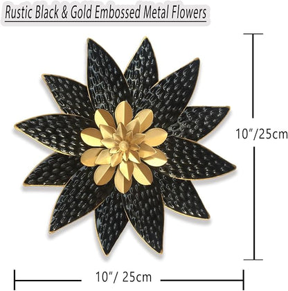 Metal Flower Wall Art Decor,10" Rustic Modern Antique Floral Sculpture, Distressed Iron Wall Hanging Home Decoration Accent Artworks for Indoor Kitchen Bedroom Living Office Outdoor Garden Patio