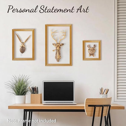 UITWMKTG 5 Pack Animal Head Wall Decor Gold Wall Sculpture Home Decor for Office Bedroom Modern Decor for Men Women