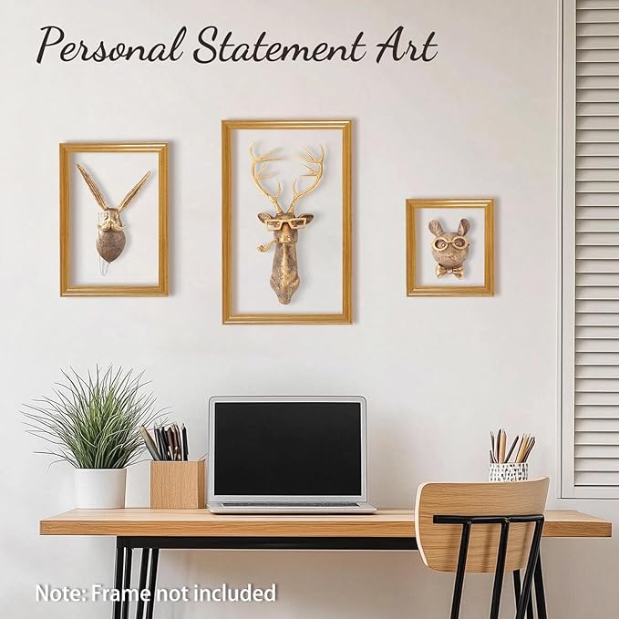 UITWMKTG Gold Animal Head Wall Decor Wall Sculpture Home Decor Statue for Living Room Office Bedroom Modern Decor for Men Women Rat