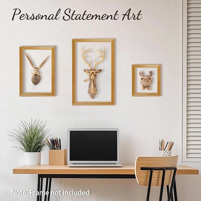 UITWMKTG Gold Animal Head Wall Decor Wall Sculpture Home Decor Statue for Living Room Office Bedroom Modern Decor for Men Women Bear