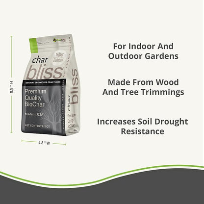 Char Bliss (24 Qts) - Organic Biochar Soil Amendment for Plants & Gardening | OMRI-Listed BioChar Plant Charcoal - Charcoal for Plants, Potting Soil, & Fertilizer - Horticultural Charcoal Alternative