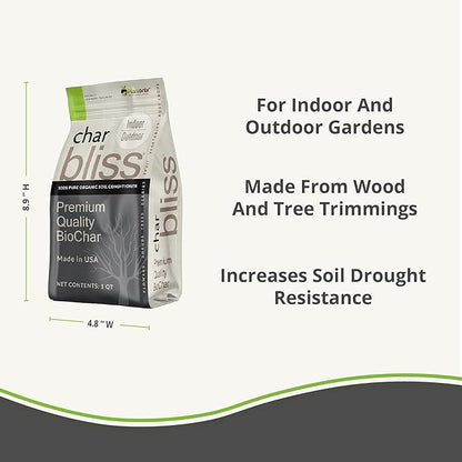 Worm Bliss (1 Qt) + Coco Coir Brick (650gms) + Char Bliss (1 Qt) - Organic Coco Coir for Plants - Worm Castings & Biochar for Plants - Organic Fertilizer & Soil Amendment Bundle - Potting Soil Mix