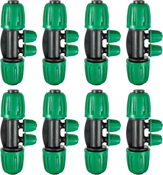 10 Pcs 1/2 to 1/4 inch Garden Hose Tubing Irrigation Fittings,4-Way Anti-Leak 1/2'' to 1/4'' Locked Barbed Drip Irrigation Tee Connectors (1/2"IDx0.6-0.63"OD) 1/2'' to 1/4'' Irrigation Tubing Fitting
