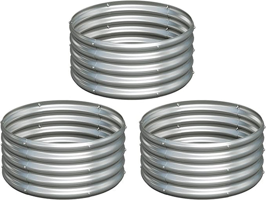 3Pack 2x2x1ft Galvanized Raised Garden Bed, Planter Raised Garden Beds Outdoor, Round Clearance Raised Garden Beds for Gardening Vegetables……