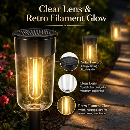 Qualdout 8 Pack Solar Pathway Lights Outdoor, Warm White Solar Garden Lights, IP65 Waterproof Solar Powered Landscape Lights with Auto On/Off, Clear Lens Path Lights for Walkway Yard Patio Driveway