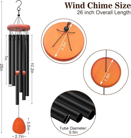 Wind Chimes for Outside, Soothing Melodic Memorial Sympathy Wind Chime, Suitable Outdoor Garden Decor, Gift for Mom Women Neighbors (Black Wind Chimes-26 in)