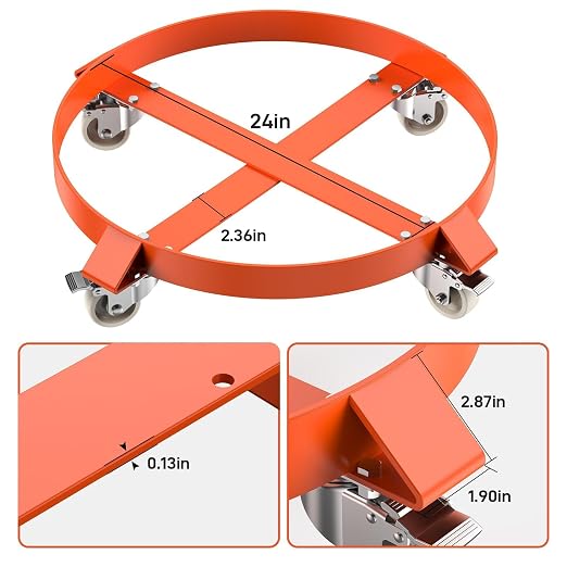 55 Gallon Drum Dolly, Heavy Duty 1000LBS Load Capacity Drum Cart, Non Tipping Hand Truck with 4 Swivel Casters Wheel for Warehouse Drum Handling, Carry Potted (1 Pack)