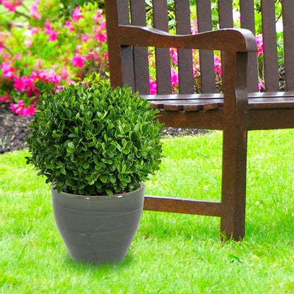 Sunnydaze Large Ceramic Plant Pot - Round Outdoor Glazed Ceramic Planter Pot with Drainage -Resort - Gray - 13.5"