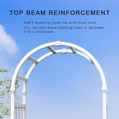 41" W x 86" H Vinyl Arbor, Vinyl Arch, Garden Arch Arbor for Outdoor, Yard, Garden, Climbing Plants - White