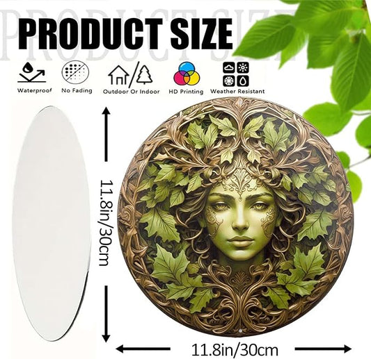 KVTTOZA 2D Tree Woman Flat Wall Art Decor, 11.8Inch Metal Outdoor Garden Wall Decors Gardens Guardian Decor Wall Art for Indoor Outdoor Room Garden Porch Fence Decor