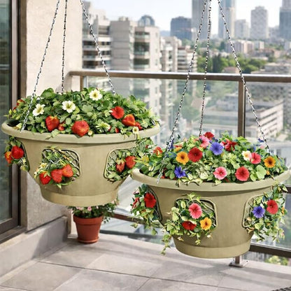 Ultimate Hanging Baskets - Strawberry, Tomato, Flower, and Herb Outdoor Planters - Use Garden Pots for Growing Plants Outside On A Deck, Fence, or Balcony (10, Desert Sand)
