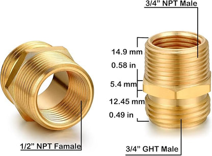 SIGURANTA Garden Hose Connectors, 3/4" GHT Male & 3/4" NPT Male Adapter - Brass Heavy Duty, Rust Proof Fittings for Pipe to Hose Conversion (3 Pack)