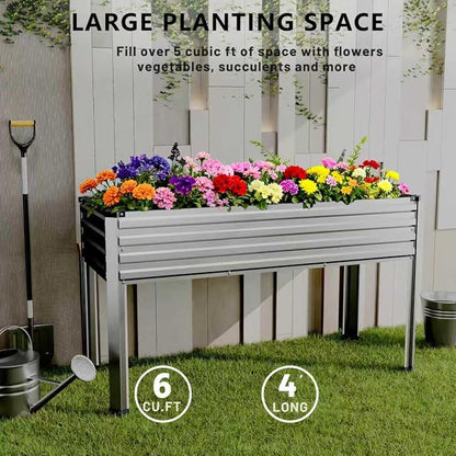 Vengarus 2PCS 48×18×30in Galvanized Raised Garden Bed Outdoor with Legs Set | 300 Lb Capacity, Galvanized Steel, Rust-Resistant, Elevated Planter Box for Outdoor Garden, Patio, Balcony, Backyard, SLiver