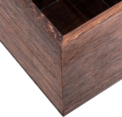 HAKZEON 4 Pack Wooden Planter Box, 4 Inch Square Wood Vase Flower Pots Rustic Cube Planter Box for Wedding Garden Windowsill Home Decor