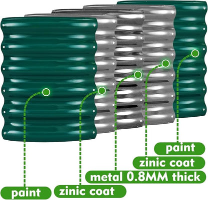 YSEJOMP 17" Tall 24" Diameter Round Raised Garden Bed Kits Outdoor Green | 1.5 FT Tall,2FT Planter Bed for Flowers,Herbs,Vegetables,Trees,0.8MM Thick Galvanized Metal Painted,with Gloves,Tool free