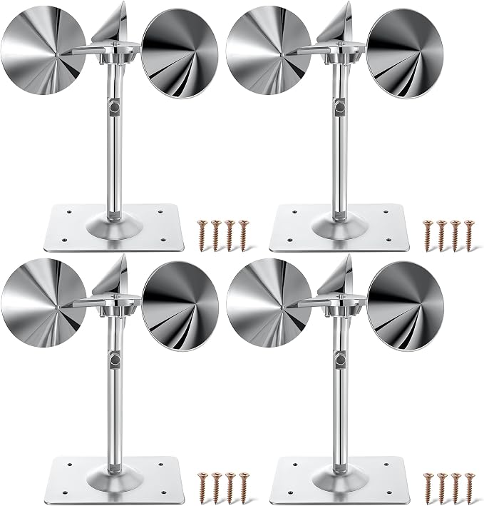 4 Pack Reflective Spinning Bird Deterrent, Wind Powered Aluminum Bird Repeller Scarer Deterrent Devices Outdoor, Repels All Birds Pigeons Sparrows Woodpeckers for Garden Railing Roof Adjustable Neck