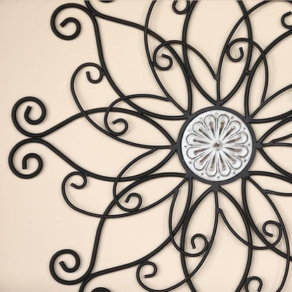 YiLifebes Metal Floral Wall Decor, 18”x18” Metal Flower Scroll Wall Art, Iron Wall Flowers Decoration Iron Floral Sculpture for Living Room Bedroom Bathroom Outdoor Garden, (Flower B)