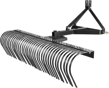 VEVOR Tow Behind Dethatcher, 72-inch 3-Point Tow Behind Lawn Dethatcher Rake with 36 Steel Tines for Tractor, Heavy Duty Landscape Rake with Attachments for Lawn, Garden, Farm, Grass, and Branches
