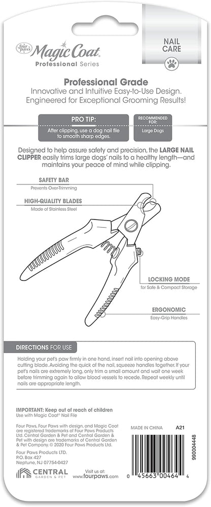 Four Paws Magic Coat Professional Series Grooming Brushes for Dogs & Cats l Trimmers, Nail Clippers, & Brushes Dog & Cat (Packaging May Vary) | Dog nail clipper, safety bar helps prevent over-trimming, easy-grip handles, .48" hole opening, for large dogs