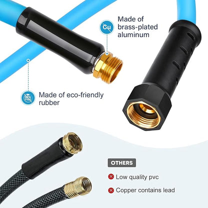 Kohree RV Water Hose 5/8" x 15FT, No-Kink, Lightweight Short Garden Hose | Leak-Free, Durable and Flexible Short Hose, Storage Strap included, Easy to Use, Drinking Water Safe for RV Camper, Marine