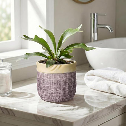6 Inch Planter, Ceramic Pots for Plants, Round Flower Pots, Purple | Decorative Plant Pot with Drainage Hole, Boho Flower Pot for Indoor Plants, Apartment Decor, Birthday Gift for Women