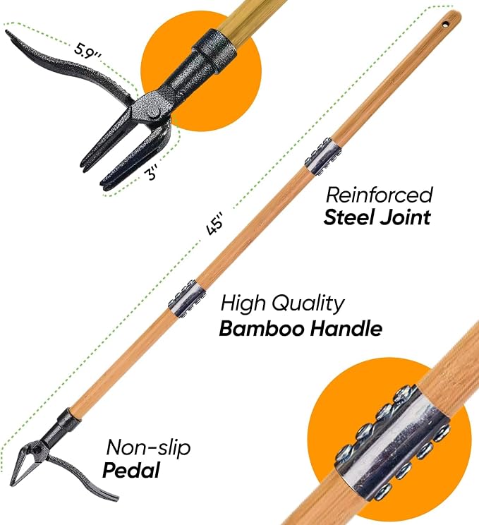 Craft911 Stand Up Weed Puller Tool with Long Handle - Dandelion Weeding Tool, No More Bending