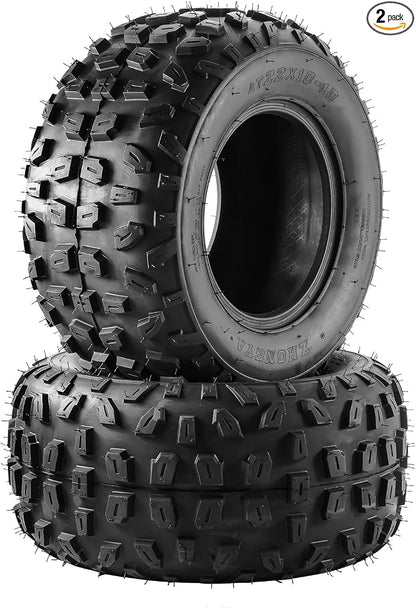 PHILTOP ATV UTV All-Terrain Tires 22x10-10, 4-Ply Super Mud 22x10-10 ATV Tires for Riding Mowers, Golf Carts, Set of 2 (Z-183)