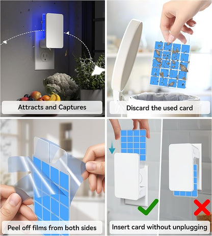 Advanced Double-Sided Indoor Fly Trap for Home, Plug-in 5-Way UV Light | Bug Catcher, Fly & Gnat Killer for House Flies, Gnats, Mosquitoes, Moths, Fruit Fly Traps for Indoors, 1 Trap 4 Refills