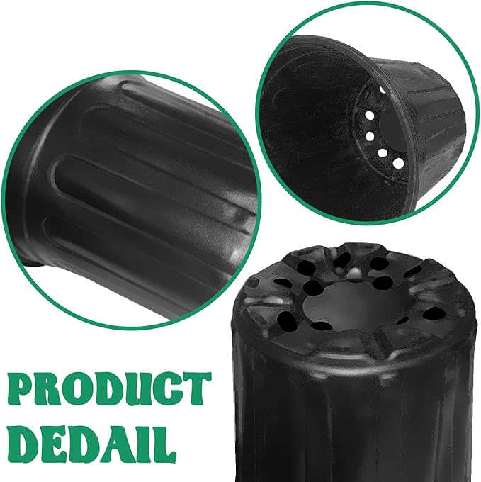100 Pcs 1 Gallon Flexible Nursery Pots for Plants,Soft Plastic Seed Starting Pots with Hole,Flower Plant Container for Seedling,Cuttings,Potting,Transplanting,Black