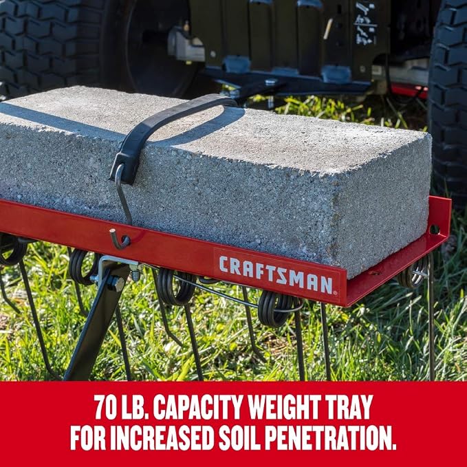 CRAFTSMAN (CMXGZBF7124315), 40-Inch Tow Behind Lawn Dethatcher, 20 Durable Spring Steel Tines Lawn dethatcher, Designed to Pull Behind Lawn and Garden Tractors, Black