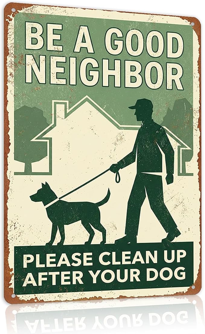 Garden Decor Dog Poop Sign Clean Up After Your Dog Yard Wall Art | Pet Owners • Lawn Walkway Display • Garden Theme • Neighborhood Reminder • UV Printed • 8x12 Inch
