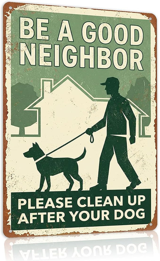 Garden Decor Dog Poop Sign Clean Up After Your Dog Yard Wall Art | Pet Owners • Lawn Walkway Display • Garden Theme • Neighborhood Reminder • UV Printed • 8x12 Inch