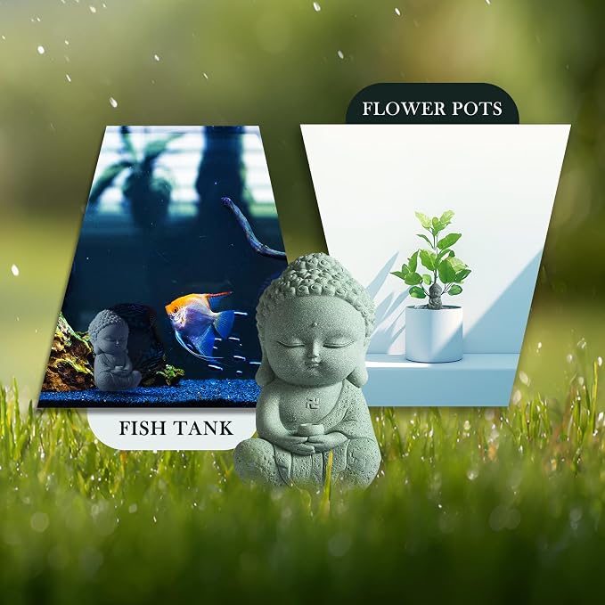 Little Buddha, Sakyamuni Buddha Statue - Handmade Stone for Meditating Zen Fish Aquarium Tank Desktop Decor, Baby Buddha Figurine, Buddha Statue Indoor, Buddha Statue Outdoor, Buddha Statues for Home