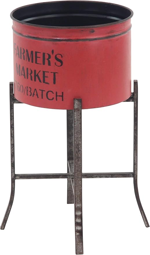 Deco 79 Metal Indoor Outdoor Planter Farmers Market Large Planter Pot, Set of 3 Planters 22", 25", 28"H, Multi Colored