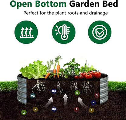 zizin 2 Pack Galvanized Raised Garden Bed Metal Round Raised Garden Beds Outdoor Planter Box for Vegetables (2FT, Silver)