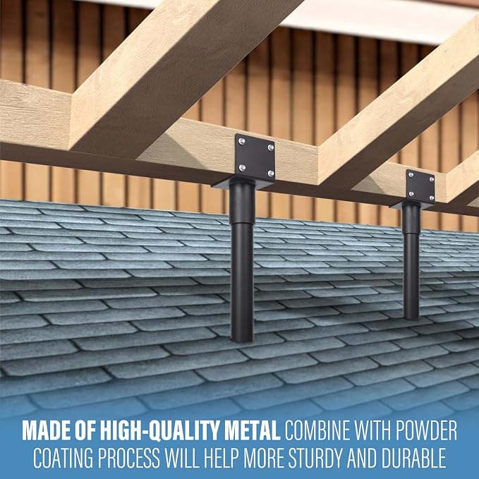 2 Pack 304 Stainless Steel 3.6" Heavy Duty Saddle Roof Riser for Patio Pergolas, 18-1/4" High (Black)
