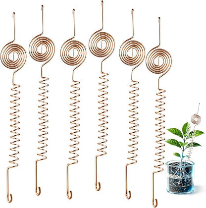 6 Pack Electroculture Copper Gardening Antenna Kit,11" Long 10-Gauge Pure Copper Wire Coil Tensor Rings Plant Stakes Rods Electronic Planting for Garden Vegetable Fruits Houseplants Growth Support