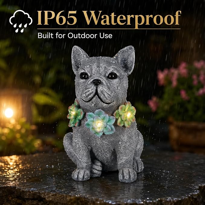 Solar Garden Statues Dog with Succulent and LED Lights Birthday Gifts for Women Mom Grandma Solar Outdoor Dog Decor for Outside,Outdoor Solar Lights for Yard, Garden and Patio, Unique Gift for Women