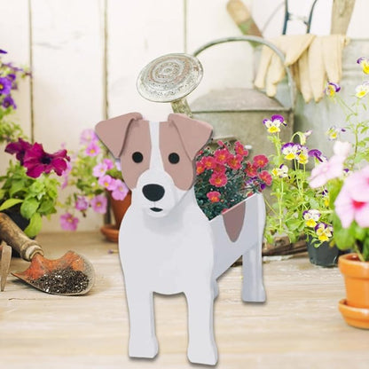 Jack Russell Dog Planter Pots, 9.45 x 6.97 x 12.2 Inches | Dog Flower Pot, Cute Animal Shaped Plant Pot, Gifts for Women & Pet Lovers, Indoor Outdoor Garden Home Office Decor