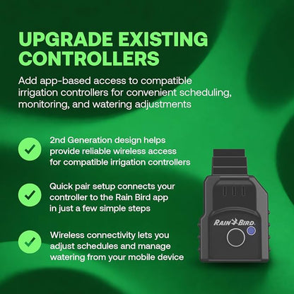 Rain Bird LNK2 Smart WiFi Module 2nd Generation - Irrigation Controller WiFi Upgrade, Remote App Control, Quick Pair Setup, Compatible with TRU, ESP-TM2, ESP-ME3, ESP-RZXe and ESP-LXME2