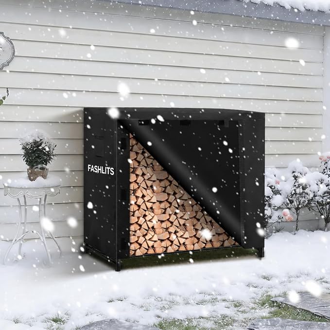 4ft Waterproof Firewood Rack Cover, Heavy Duty 600D Oxford Outdoor Storage Wood Rack Cover For Outdoor, Indoor, Patio(Cover Only, Rack Not Included)